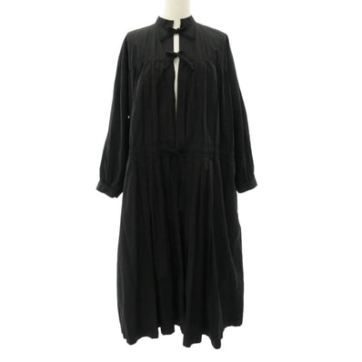 tricot COMME des GARCONS トリココムデギャルソン ワンピース 19ss TC-C003 ポケット ストライプ プリーツ マキシ ロング ワンピース ブラック系 M【中古】