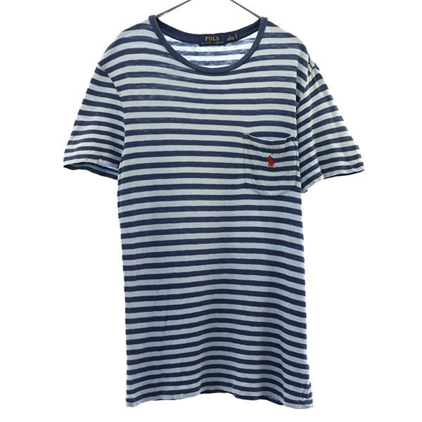 POLO RALPH LAUREN ポロラルフローレン ボーダー 半袖 Tシャツ S ブルー系 ポケT