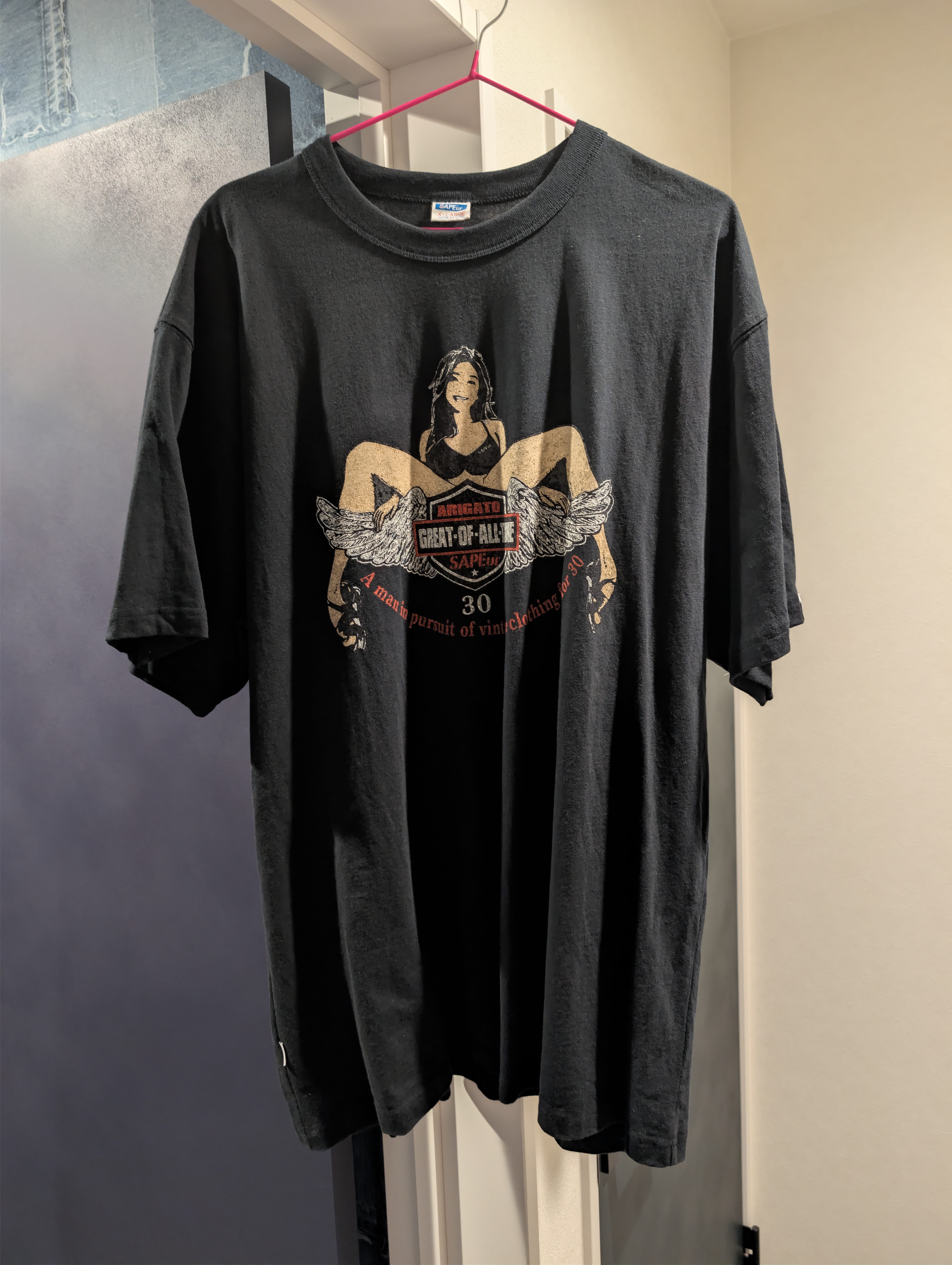 SAPEur/サプール/Tシャツ/クルーネック/バイカーデザイン/バイク/アメカジ/ストリート/STREET/XL/バックプリント/Los Angeles/ロサンゼルス/イラスト