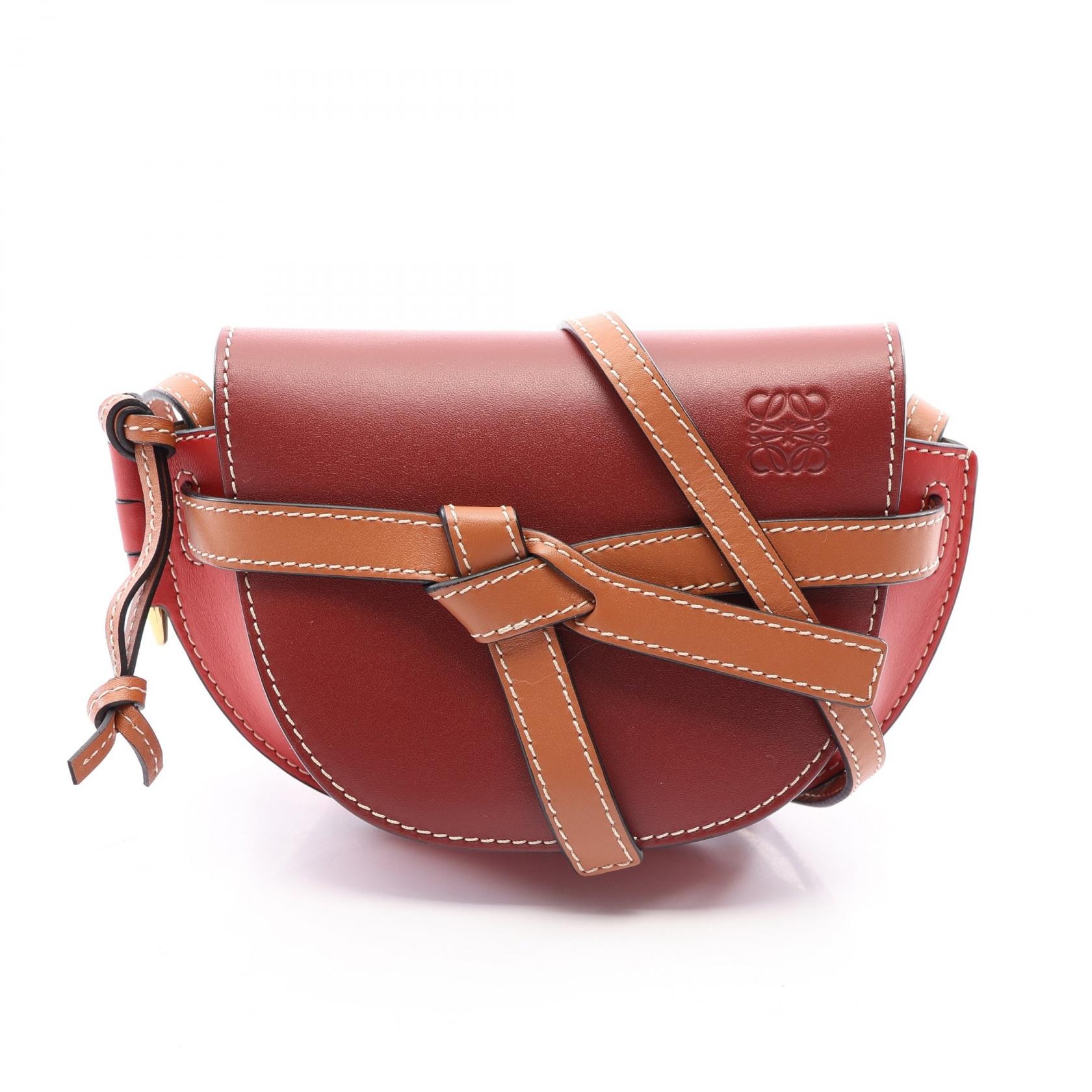 ロエベ LOEWE ゲートバッグ ミニ ショルダーバッグ バッグ レザー レディース レッド系 / ボルドー系 / ブラウン系 【中古】