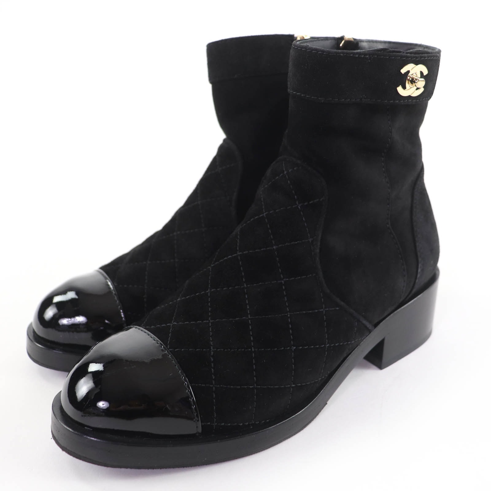 美品 シャネル ショートブーツ ブラック レディース 37 G36763