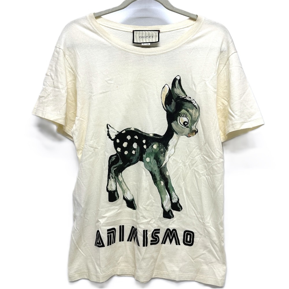 グッチ GUCCI バンビプリント 492347 ANIMISMO アパレレル トップス 半袖Tシャツ コットン アイボリー系