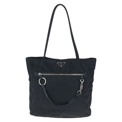 美品 PRADA プラダ テスート 三角ロゴプレート ブラック 黒 シルバー金具 ナイロン ショルダーバッグ トートバッグ 601629 【中古】