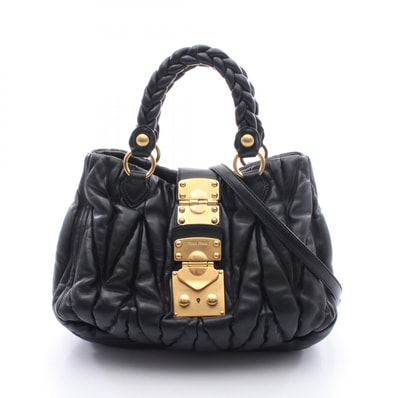 ミュウ ミュウ Miu Miu MATELASSE マテラッセ 2WAY ハンドバッグ バッグ レザー レディース ブラック系 RN0473 【中古】