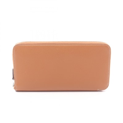 エルメス HERMES アザップロング シルクイン ラウンド長財布 財布 レザー ヴォーエプソン ヴォーエプソン ゴールド Z刻印(2021年製造) レディース ブラウン系 【中古】