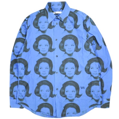 WALES BONNER ウェールズボナー 25AW イタリア製 Theaster Gates Edition Selah Shirt シアスターゲイツ セラシャツ 44 BLUE 長袖 グラフィック トップス g25695