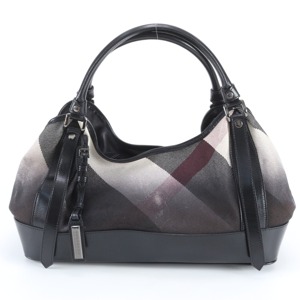 ■美品 バーバリー ノバ チェックトート バッグ レザー×キャンバス