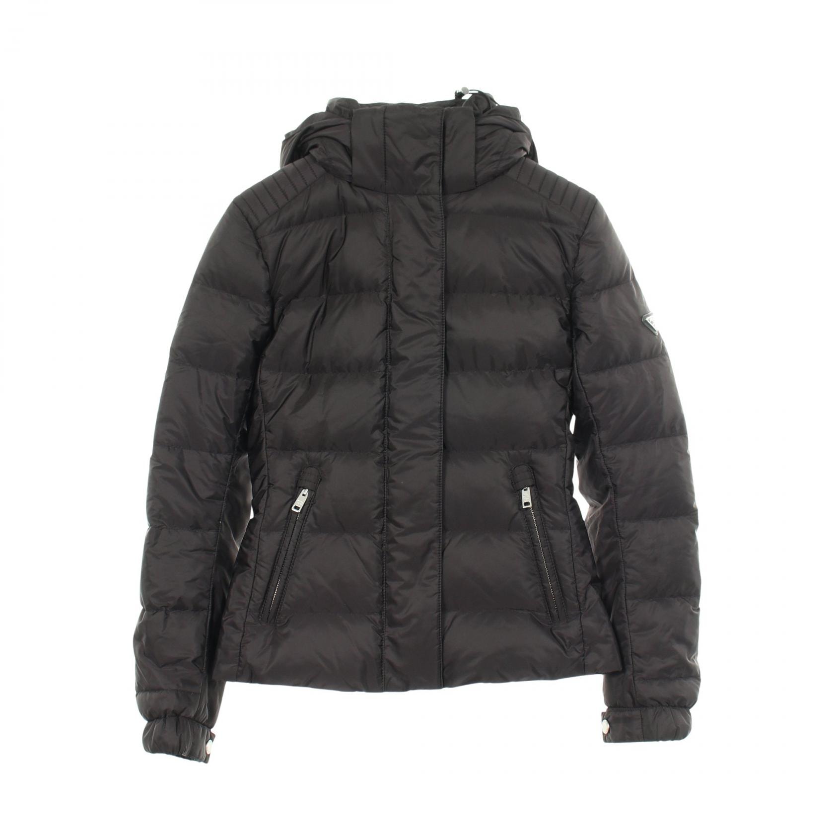 プラダ PRADA 三角プレート ダウンジャケット 衣料品 アウター ナイロン レディース ブラック系 29X544 【中古】