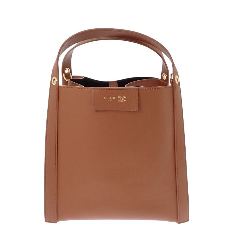 セリーヌ CELINE スモールキューボ バッグ 124182T83.GFY5 2WAYバッグ ハンドバッグ ショルダーバッグ カーフ ブラウン ソフトタン ゴールド金具 レディース【中古】【Aランク】