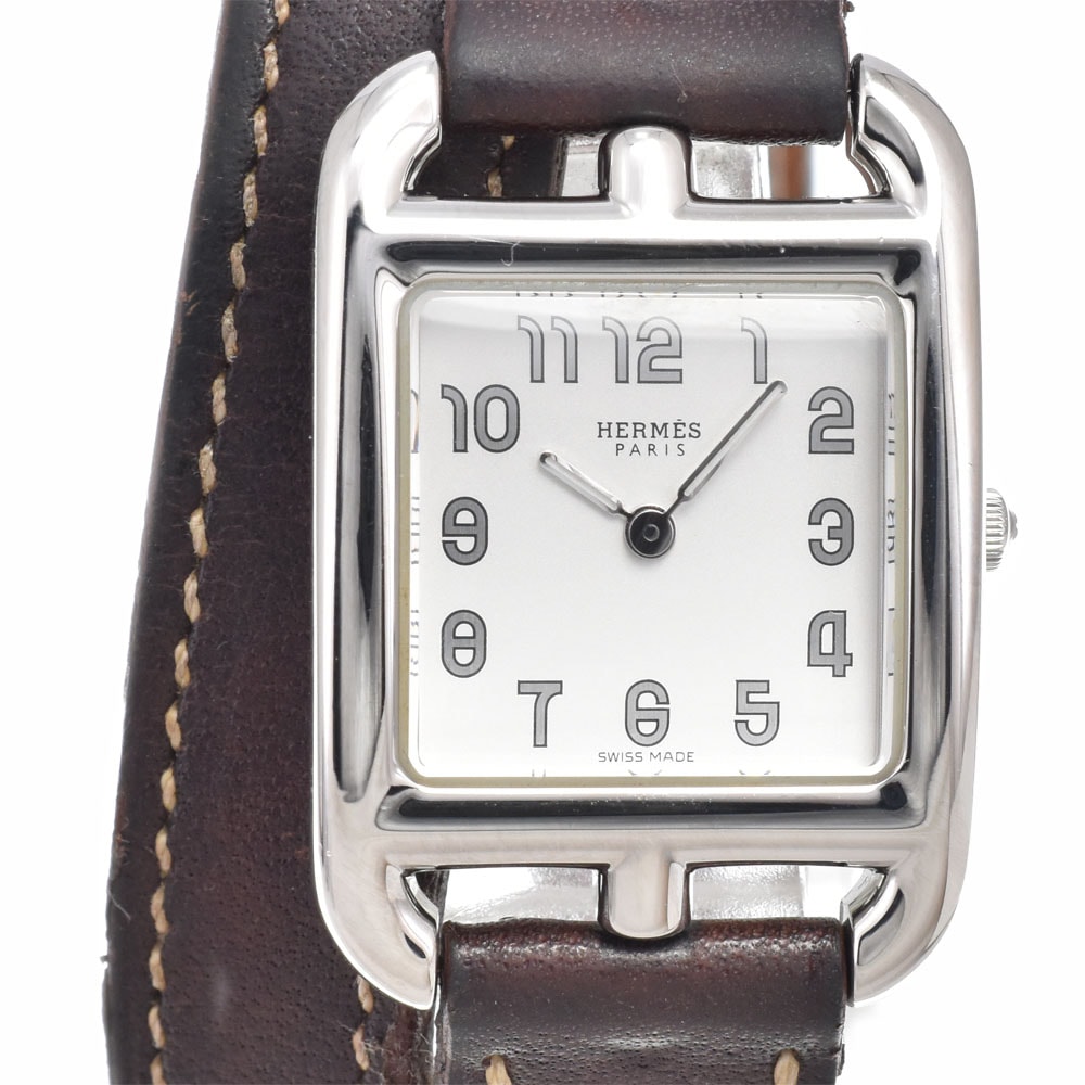 エルメス HERMES CC1.210 ケープコッド ドゥブルトゥール シルバー クォーツ レディース 箱・保証書付き 腕時計 C#149695
