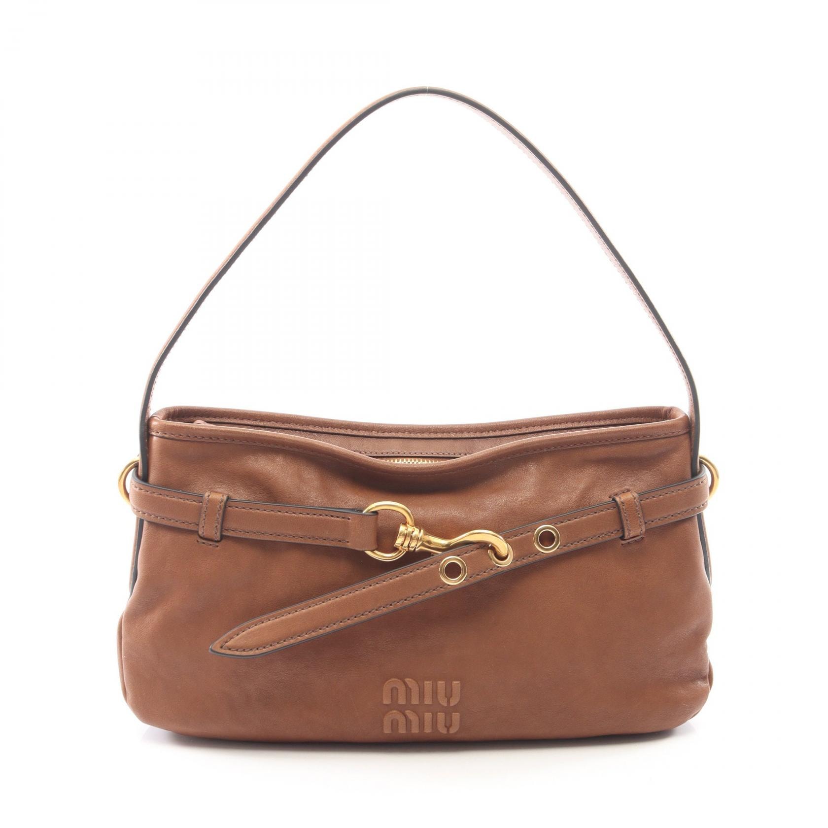 ミュウ ミュウ Miu Miu アバンチュール ショルダーバッグ バッグ レザー レディース ブラウン系 5BC1822BBLF0316 【新品】
