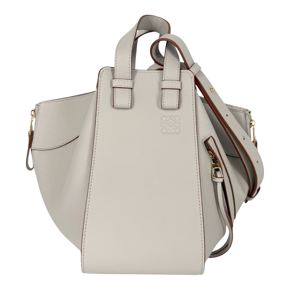 LOEWE ロエベ 2WAY ハンモック ショルダーバッグ ハンドバッグ 肩掛け 斜め掛け レザー カーフ ベージュ系 ゴールド金具 レディース 美品【中古品】