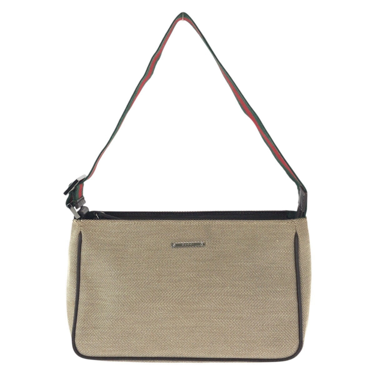 美品 GUCCI グッチ シェリーライン ベージュ シルバー金具 キャンバス レザー/ ハンドバッグ アクセサリーポーチ 601631 【中古】