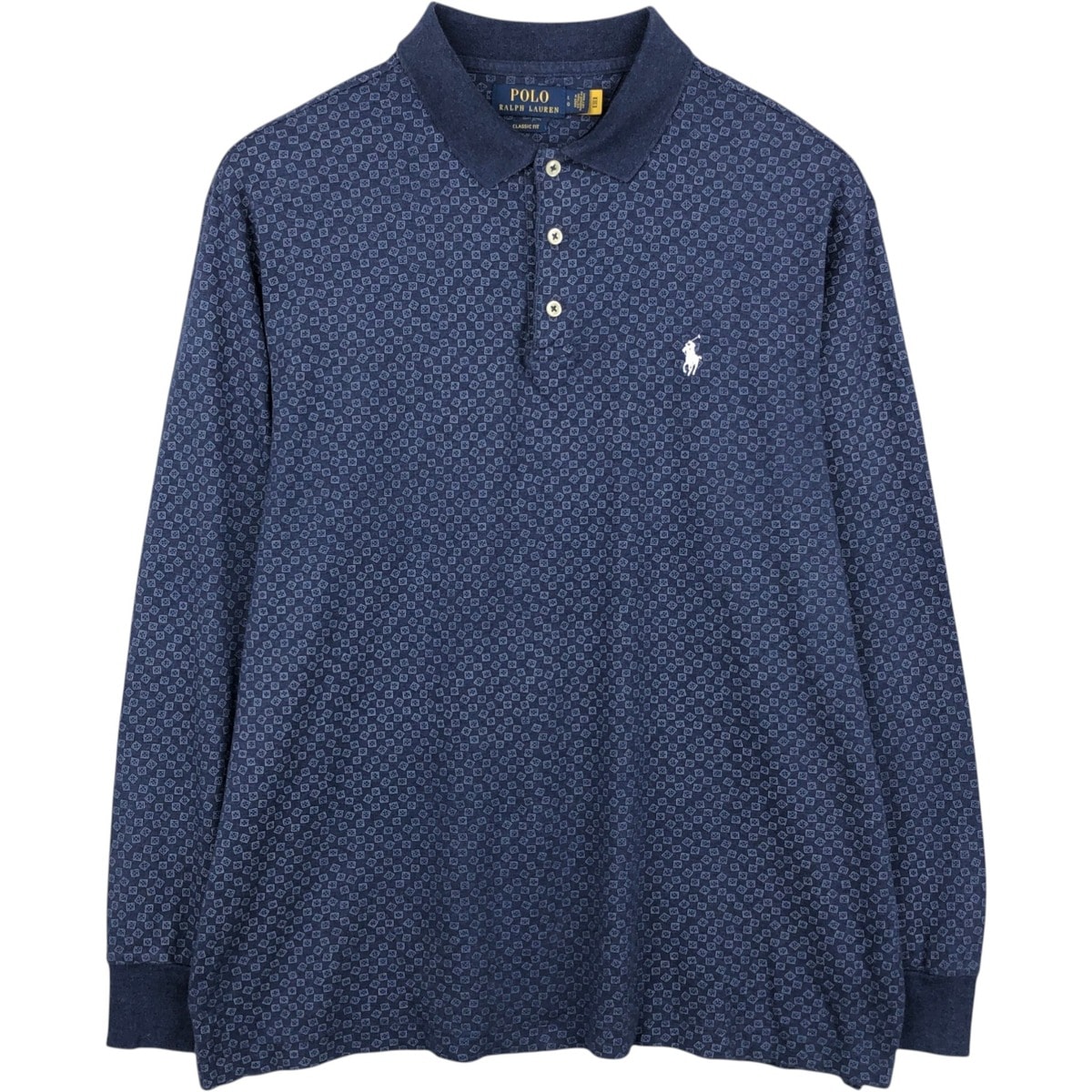 古着 ラルフローレン Ralph Lauren POLO RALPH LAUREN CLASSIC FIT 総柄 長袖 ポロシャツ メンズL相当/eaa652821