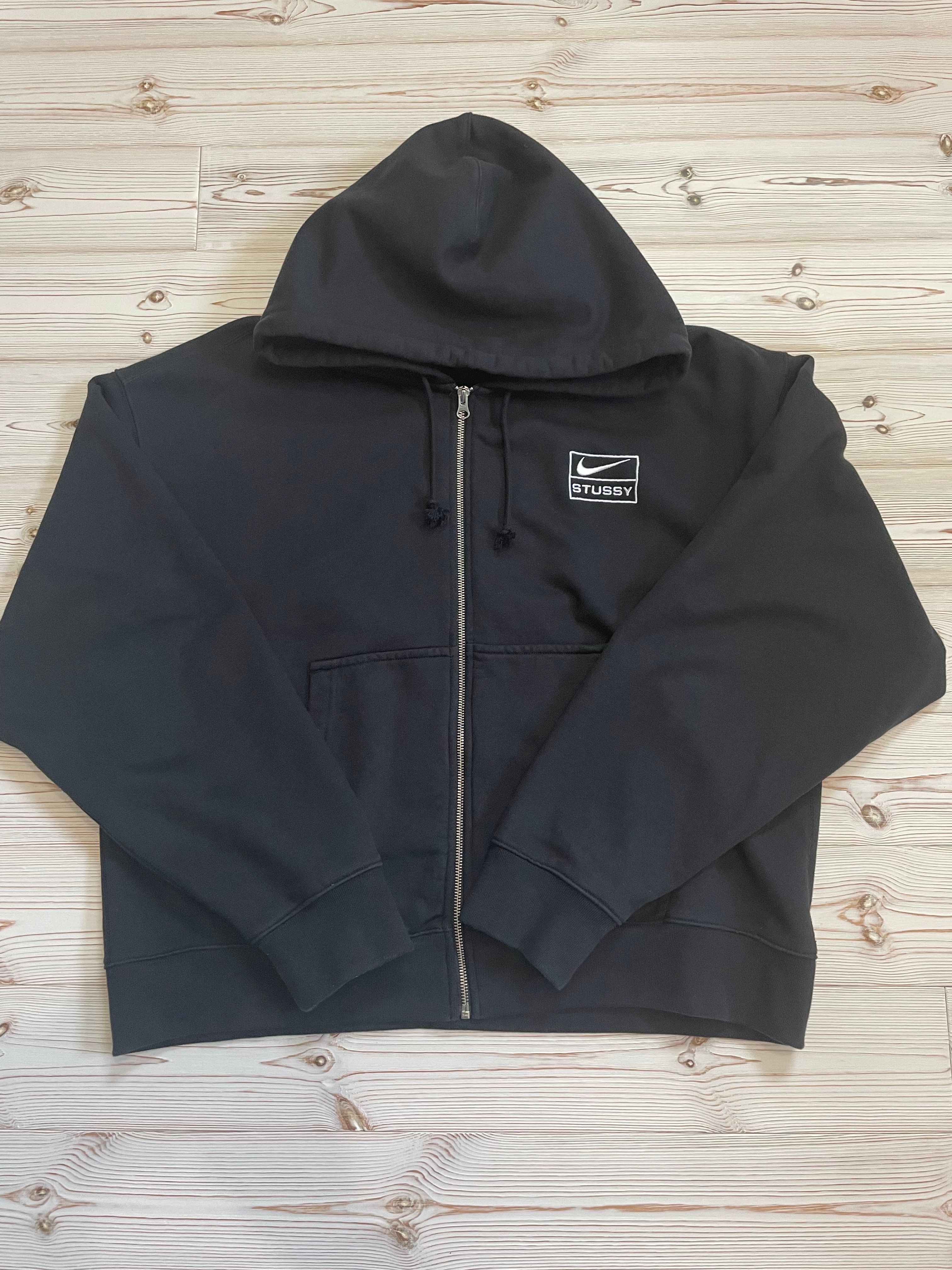 Stussy x Nike Stone Washed Fleece Zip Hoodie "Black" (US Size) FJ9175-010 
