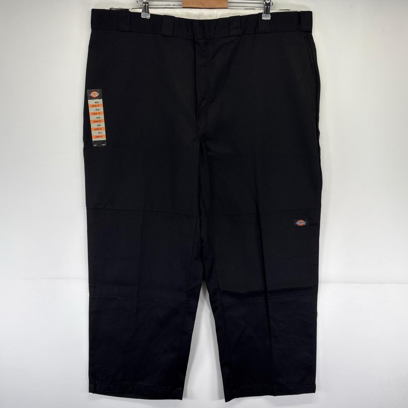 古着 美品 ディッキーズ Dickies パンツ ダブルニー デッドストック 大きいサイズ サイドポケット タグ付き W46 L30 ブラック系 メンズ