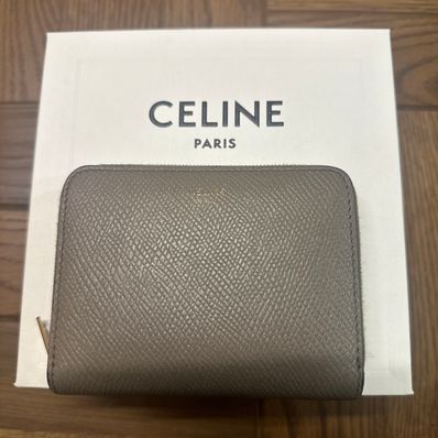 CELINE Compact Zipped Wallet in Grained Calfskin "Pebble"