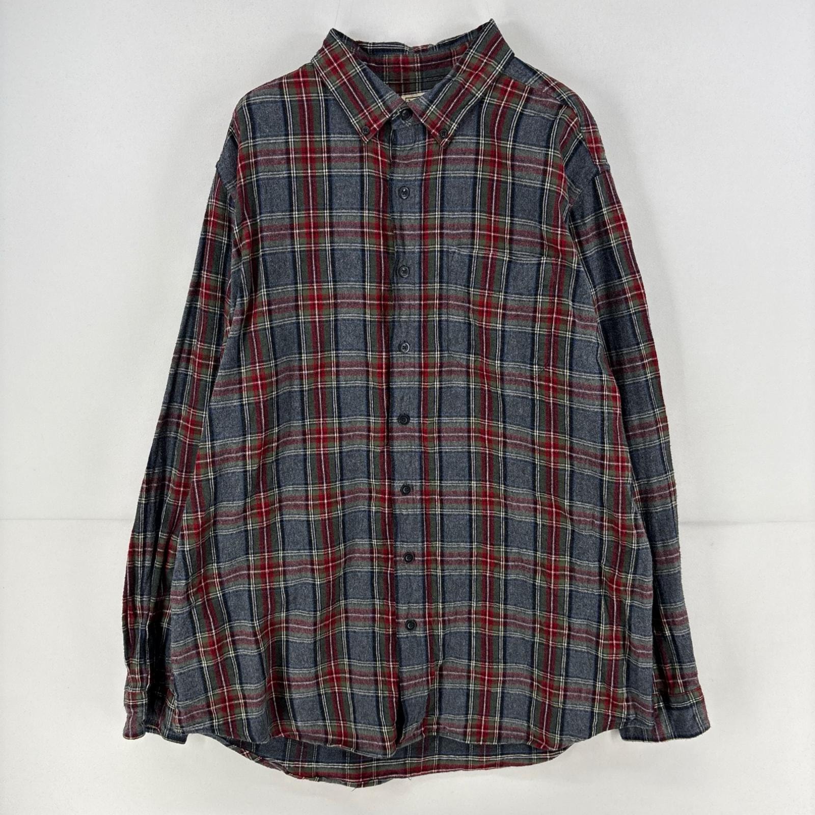 古着 エルエルビーン L.L.Bean 長袖シャツ 胸ポケット ネルシャツ ボタンダウン L  グレー系 チェック メンズ