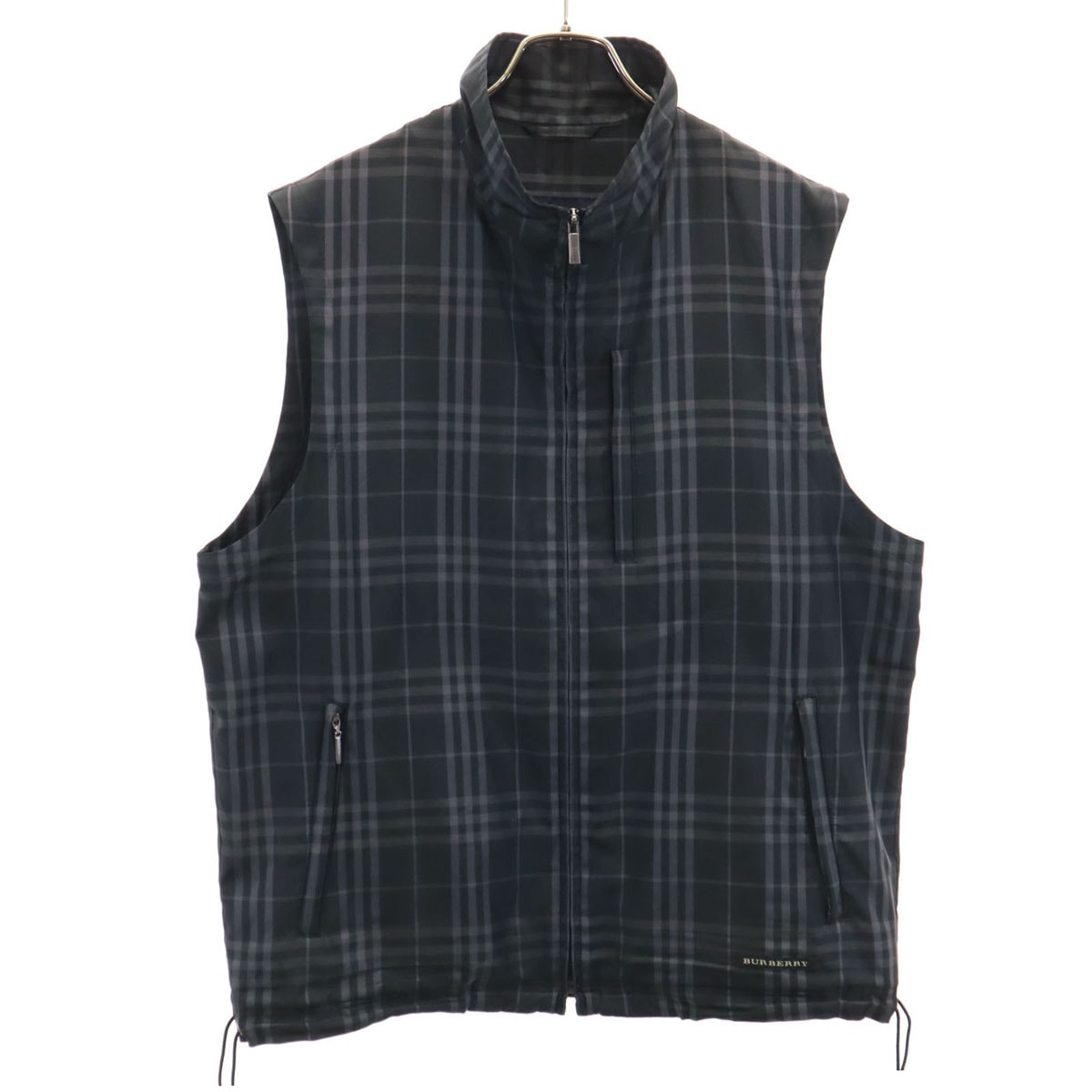 BURBERRY GOLF バーバリーゴルフ チェック柄 ジップアップ ベスト L ブラック