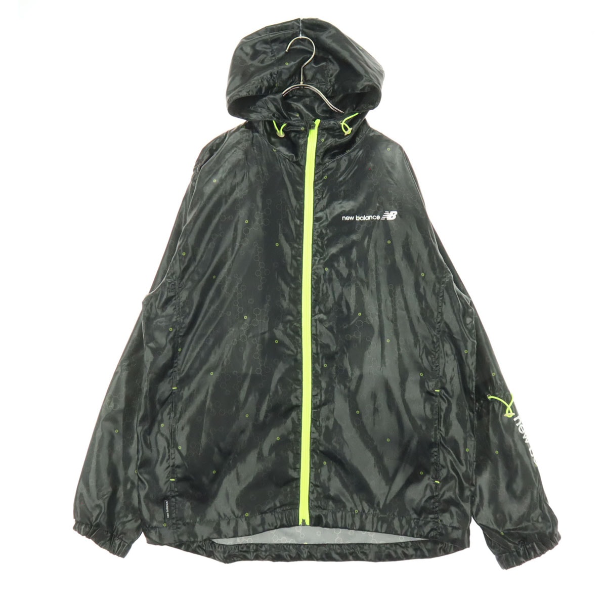 NEW BALANCE ニューバランス 総柄 長袖 ジップジャケット L ブラック フーディー