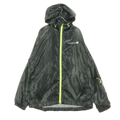 NEW BALANCE ニューバランス 総柄 長袖 ジップジャケット L ブラック フーディー