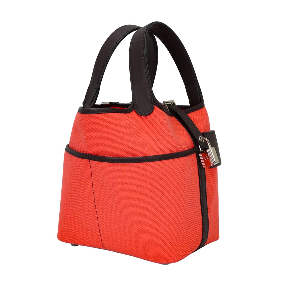 HERMES エルメス ハンドバッグ ピコタン 18 PM カーゴ ポケット ローズテキサス/ルージュセリエ トワルゴエラン/スイフト シルバー金具 U刻印 新品同様【中古】