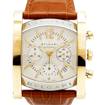 ★最終価格★SALE【6wcd0281】ブルガリ アショーマ クロノグラフ AA48SGCH シルバー文字盤【中古】腕時計 メンズ