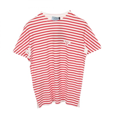 プラダ PRADA 半袖Tシャツ 衣料品 トップス コットン レディース ホワイト系 / レッド系 3590A S221 103D 【中古】
