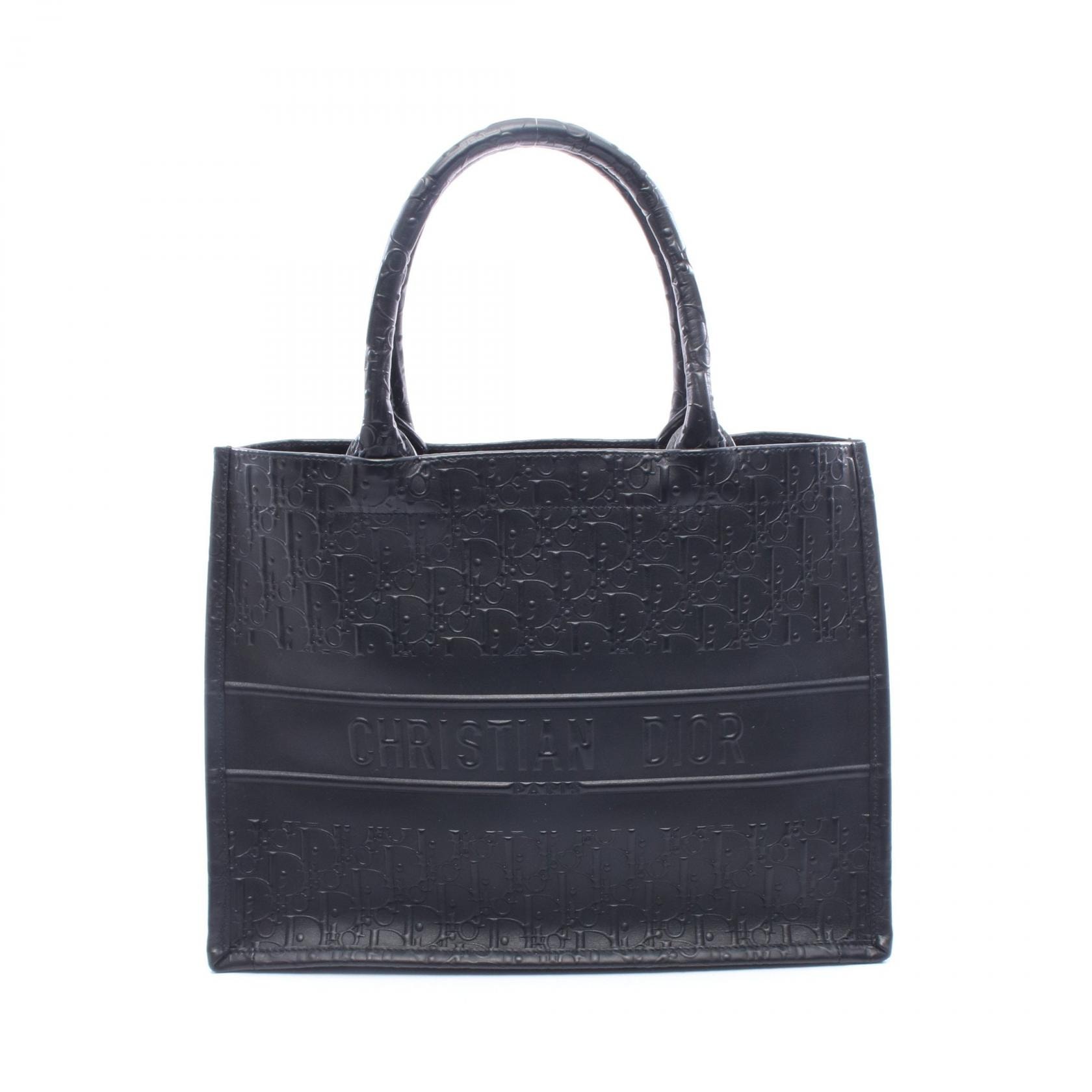 ディオール Dior BOOK TOTE ブックトート ミディアム オブリーク トートバッグ バッグ レザー レディース ブラック系 【中古】