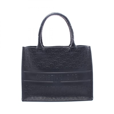 ディオール Dior BOOK TOTE ブックトート ミディアム オブリーク トートバッグ バッグ レザー レディース ブラック系 【中古】