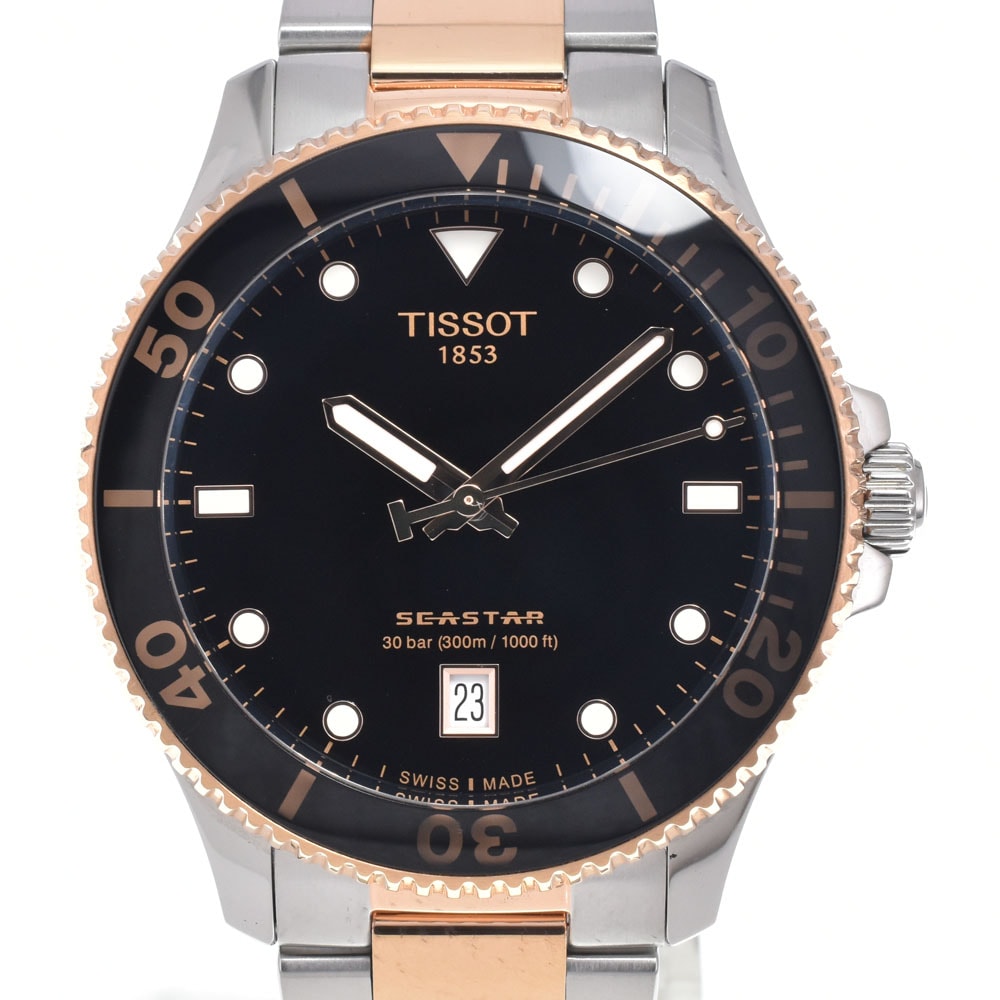 ティソ TISSOT T120.210.22.051.01 シースター1000 デイト ブラック クォーツ レディース 良品 腕時計 N#151105