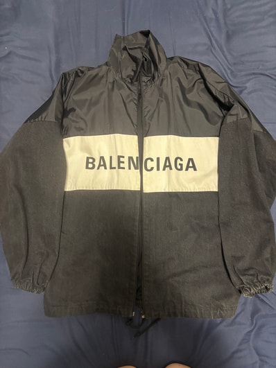 BALENCIAGA Logo Nylon Denim Track Jacket "Black"