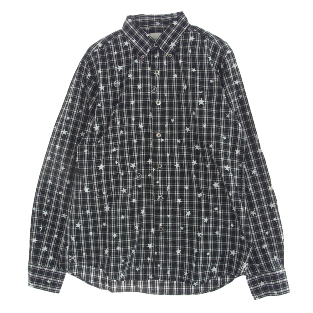 uniform experiment ユニフォームエクスペリメント 長袖シャツ 15AW UE-156077 STAR PRINT B.D SHIRT スタープリント ボタンダウン 長袖シャツ ブラック系 ホワイト系 2【中古】