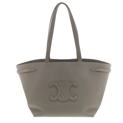 CELINE セリーヌ ミディアム カバ アナイス キュイル トリオンフ トートバッグ 116853ENY グレインカーフレザー グレー ベージュ グレージュ レディース【中古】
