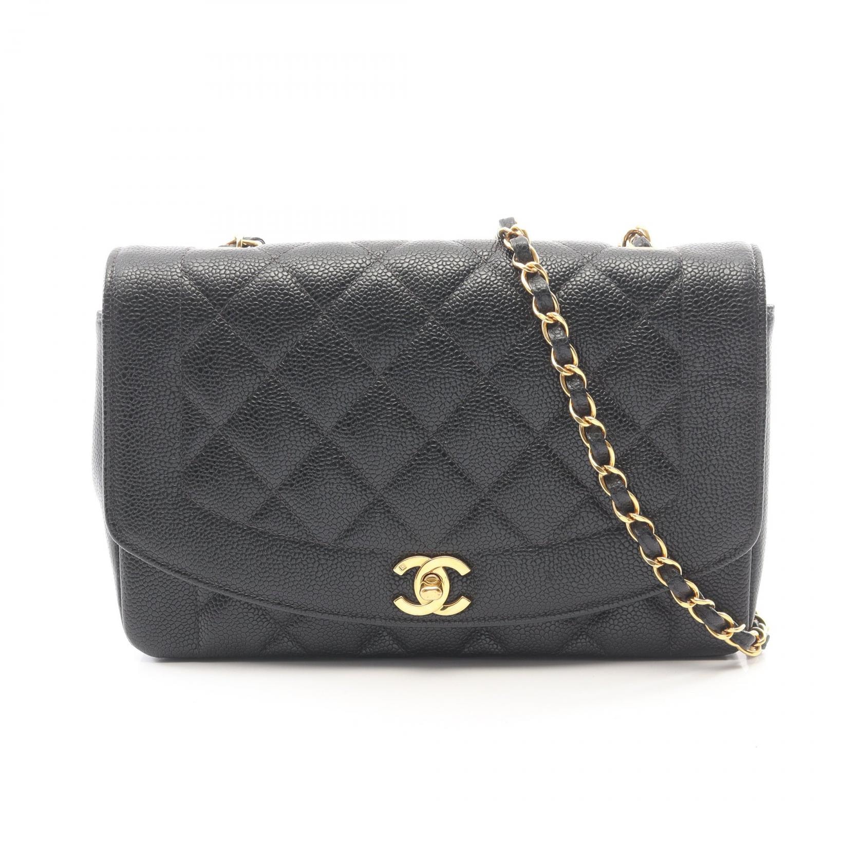 シャネル CHANEL マトラッセ ダイアナフラップ ショルダーバッグ バッグ キャビアスキン(グレインドカーフ) レディース ブラック系 A01165 【中古】
