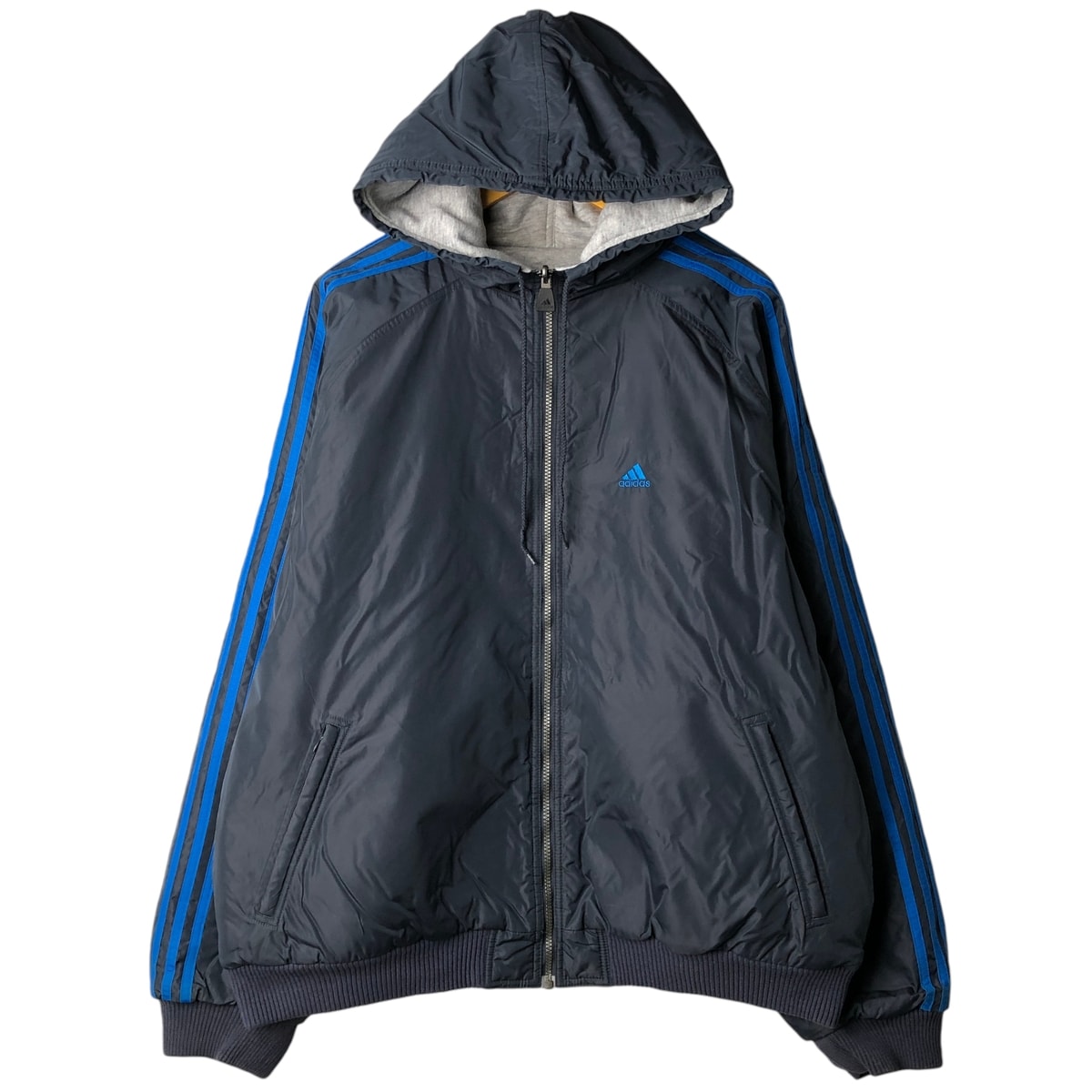 古着 00年代 アディダス adidas バックロゴ リバーシブル 中綿パーカー パファージャケット メンズXXL相当/eaa458340