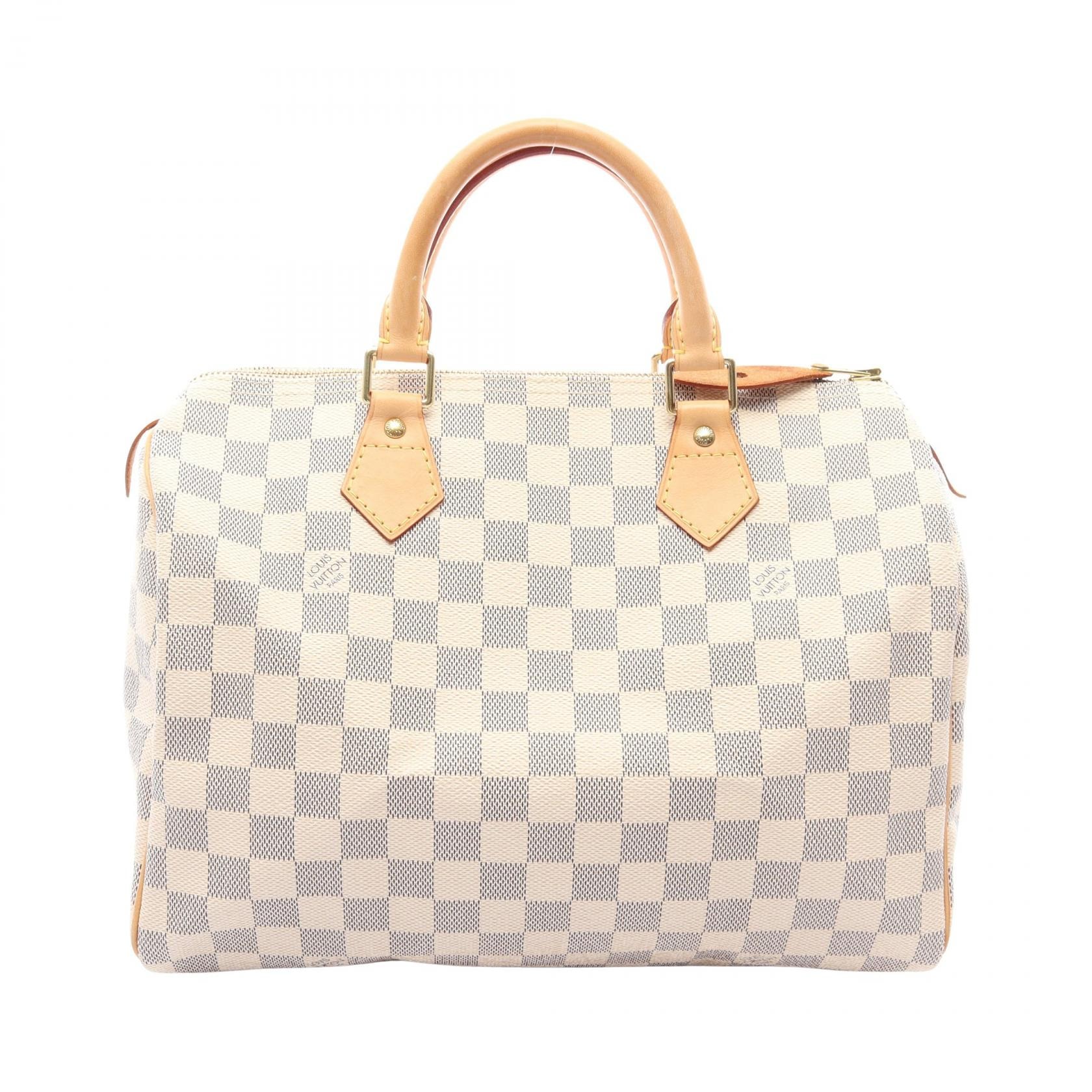 ルイ・ヴィトン LOUIS VUITTON スピーディ 30 ハンドバッグ バッグ PVCコーティングキャンバス レザー ダミエ・アズール レディース ホワイト系 N41001 【中古】
