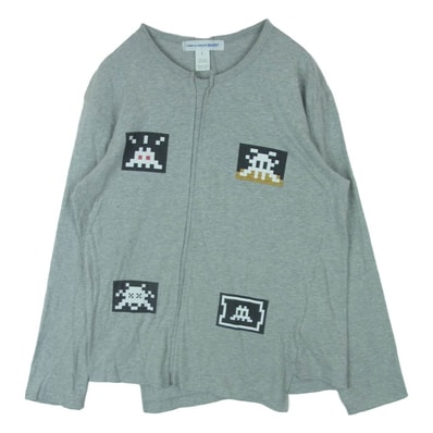 COMME des GARCONS コムデギャルソン 22AW FJ-T005 SHIRT Invader インベーダー 捻れ 長袖 カットソー ロングスリーブ Tシャツ ロンT グレー系 L【中古】