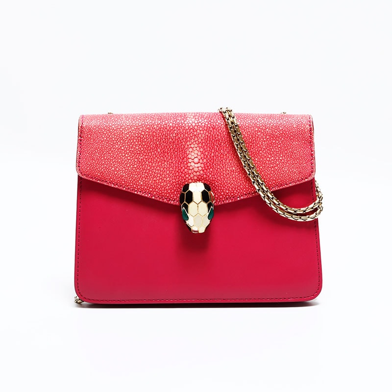 ブルガリ BVLGARI レザー セルペンティ スティングレイレザー ショルダーバッグ【中古】