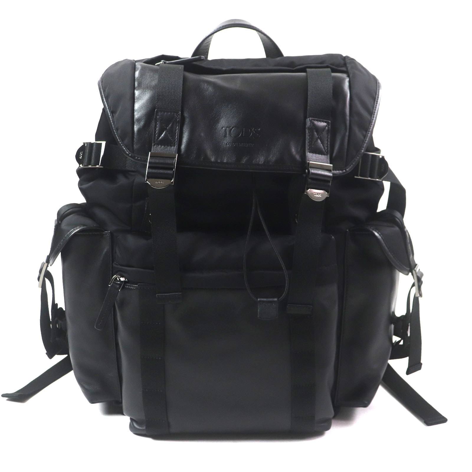 極美品 トッズ
 リュック・デイパック ファブリック&レザー バックパック ミディアム ブラック メンズ XBMTRKG0300SPFB999