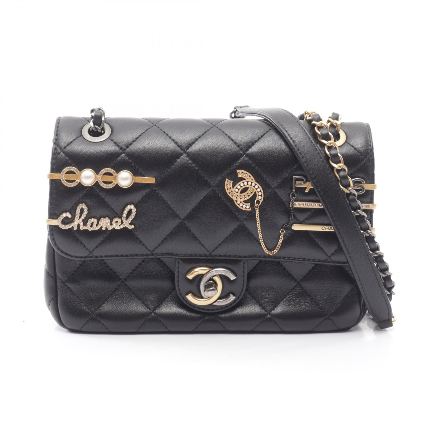 シャネル CHANEL マトラッセ クリップココ コンビ金具 ショルダーバッグ バッグ ラムスキン(羊革) レディース ブラック系 AS2979 【中古】