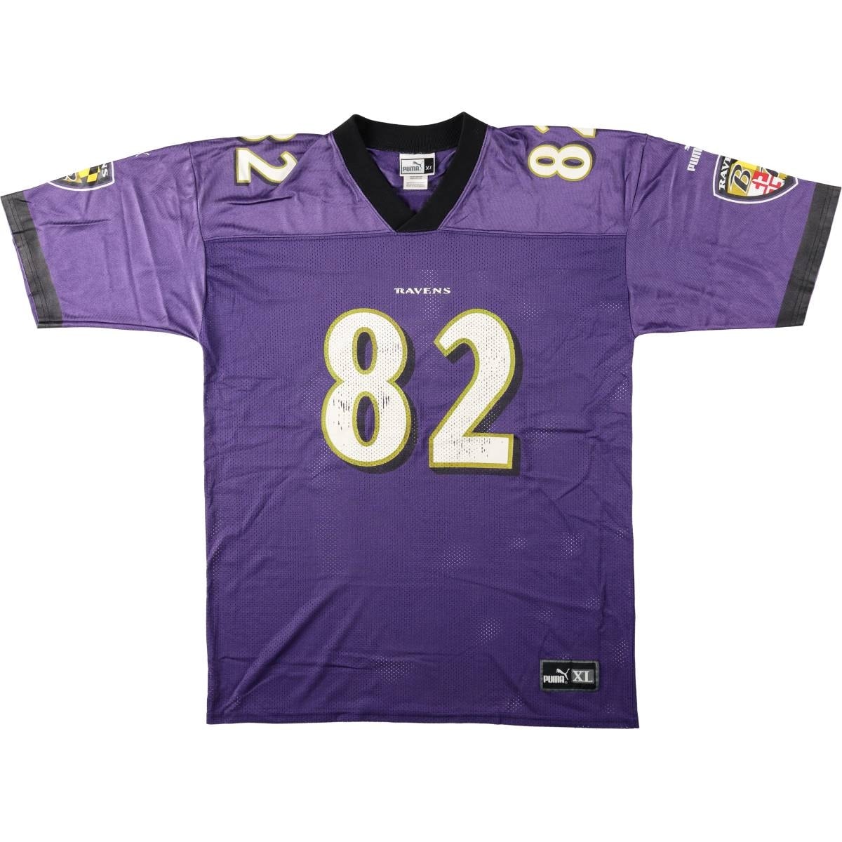 古着 90~00年代 プーマ PUMA NFL BALTIMORE RAVENS ボルチモアレイブンズ 五分袖 Vネック メッシュ ゲームシャツ フットボールシャツ メンズXL相当/eaa662613