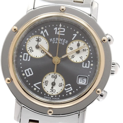 エルメス クリッパークロノ デイト CL1.320 レディース 【中古】