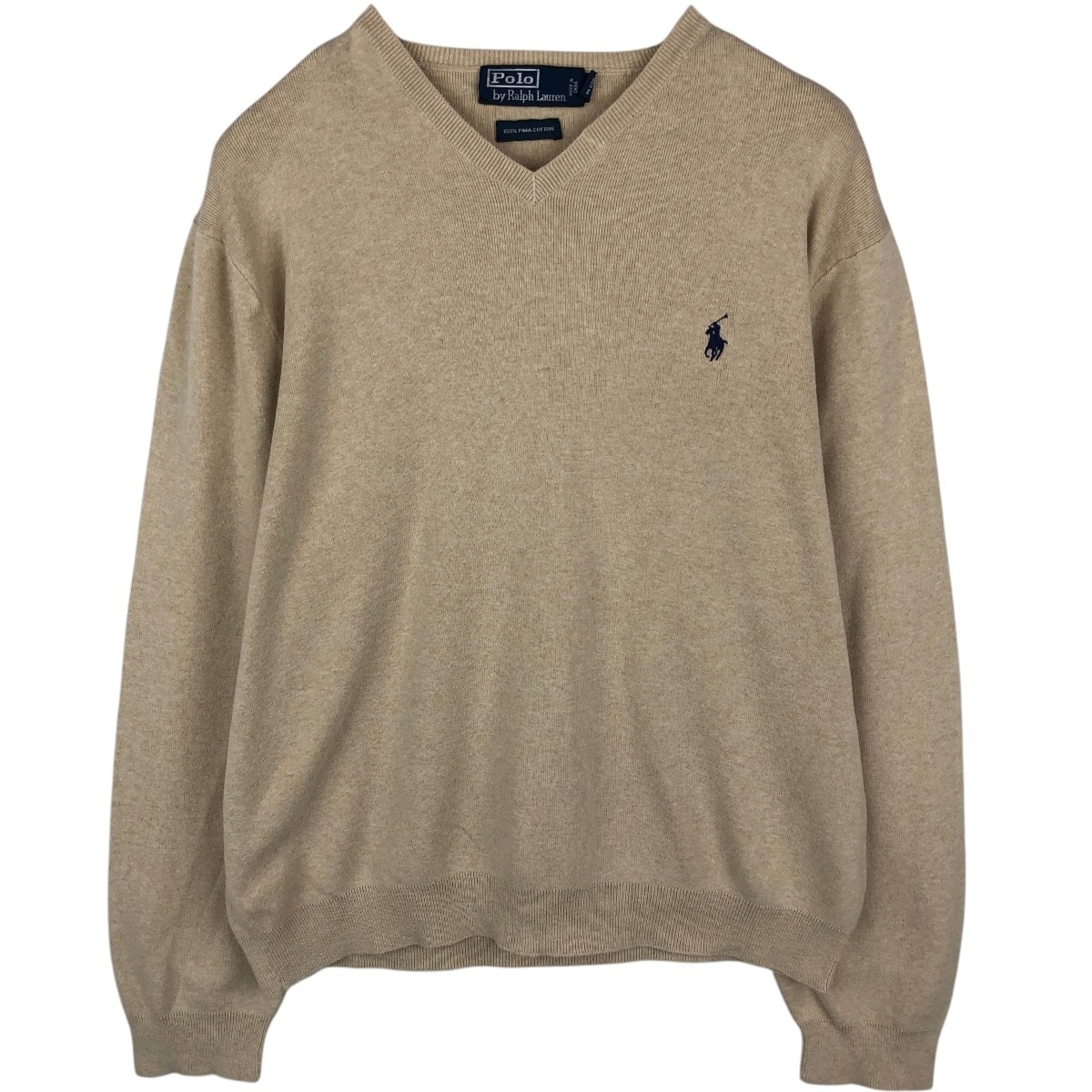 古着 ラルフローレン Ralph Lauren POLO by Ralph Lauren Vネック ピマコットンニットセーター メンズL相当/eaa678685