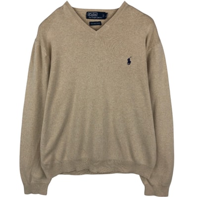 古着 ラルフローレン Ralph Lauren POLO by Ralph Lauren Vネック ピマコットンニットセーター メンズL相当/eaa678685