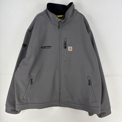 古着 カーハート Carhartt ナイロンジャケット フルジップ ワンポイント シェルジャケット 大きいサイズ 4XL グレー メンズ