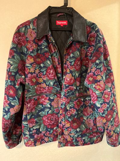Supreme Leather Collar Work Jacket "Digi Floral"