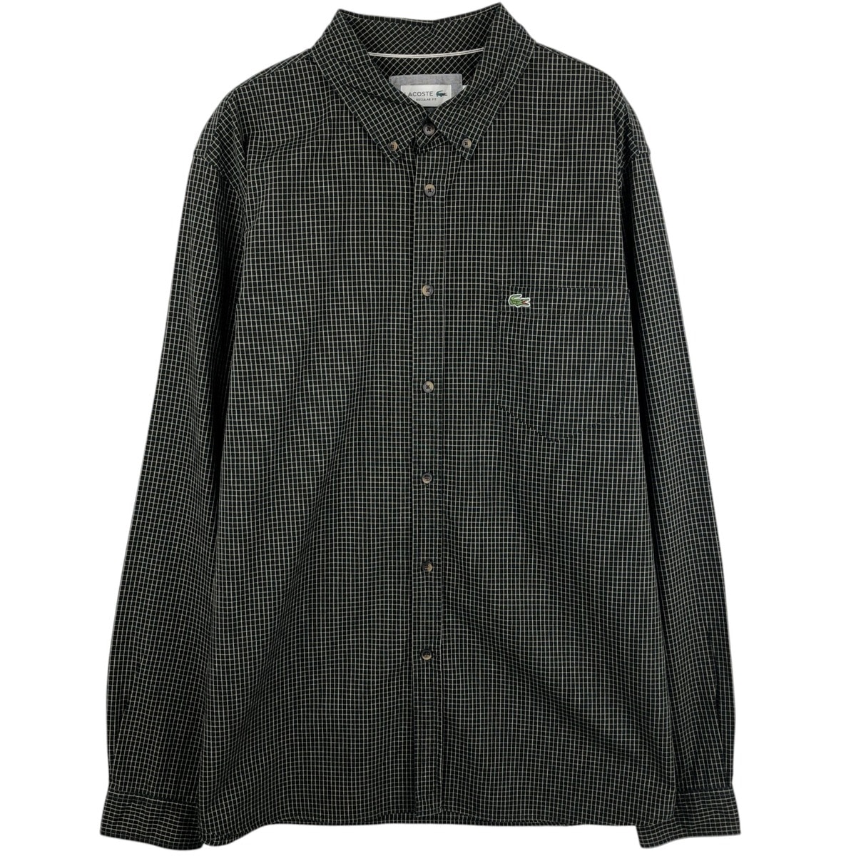 古着 ラコステ LACOSTE REGULAR FIT 長袖 ボタンダウンチェックシャツ メンズL相当/eaa636012