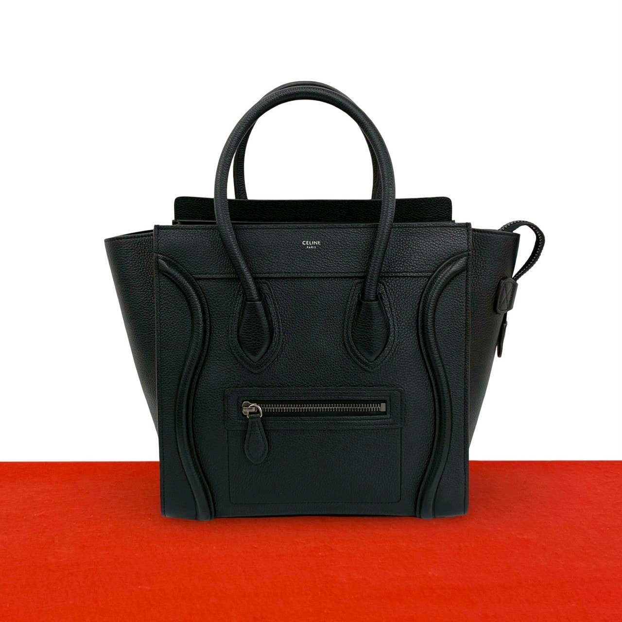 CELINE セリーヌ ラゲージ マイクロ ロゴ レザー ハンドバッグ ブラック
 26657