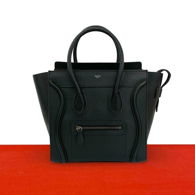 CELINE セリーヌ ラゲージ マイクロ ロゴ レザー ハンドバッグ ブラック
26657